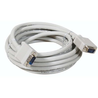 DV – 5 m – VGA Male to Male Cable for maximum quality, high-purity copper lines (Full HD, VGA to VGA, connects computer to screen, plasma TV & projector, 15-pin, monitor cable, White)